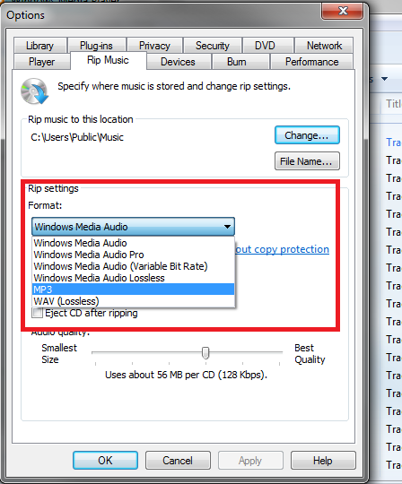 rip cd windows media player