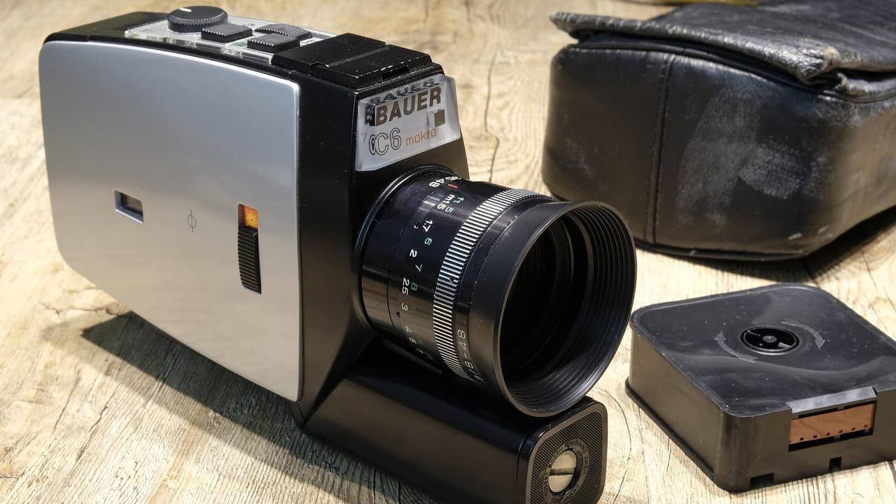An 8mm "Super 8" camera and film