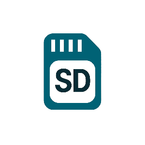 SD card icon representing digital file storage and transfer services