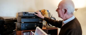 Someone trying to use a VHS player.